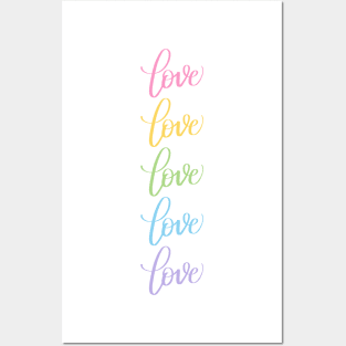Love in Rainbow Colors Modern Calligraphy Lettering Posters and Art